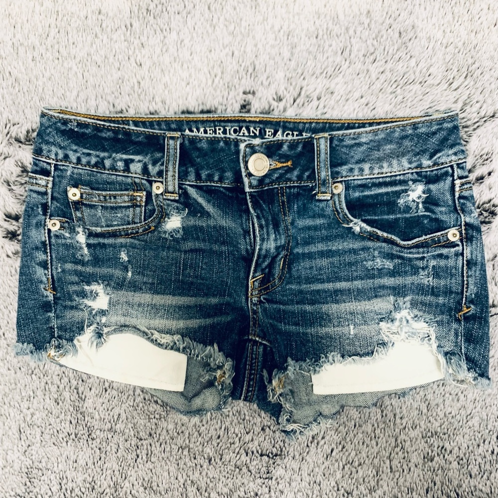American Eagle Outfitters | AEO Stretch Jean Shorts Exposed Pockets